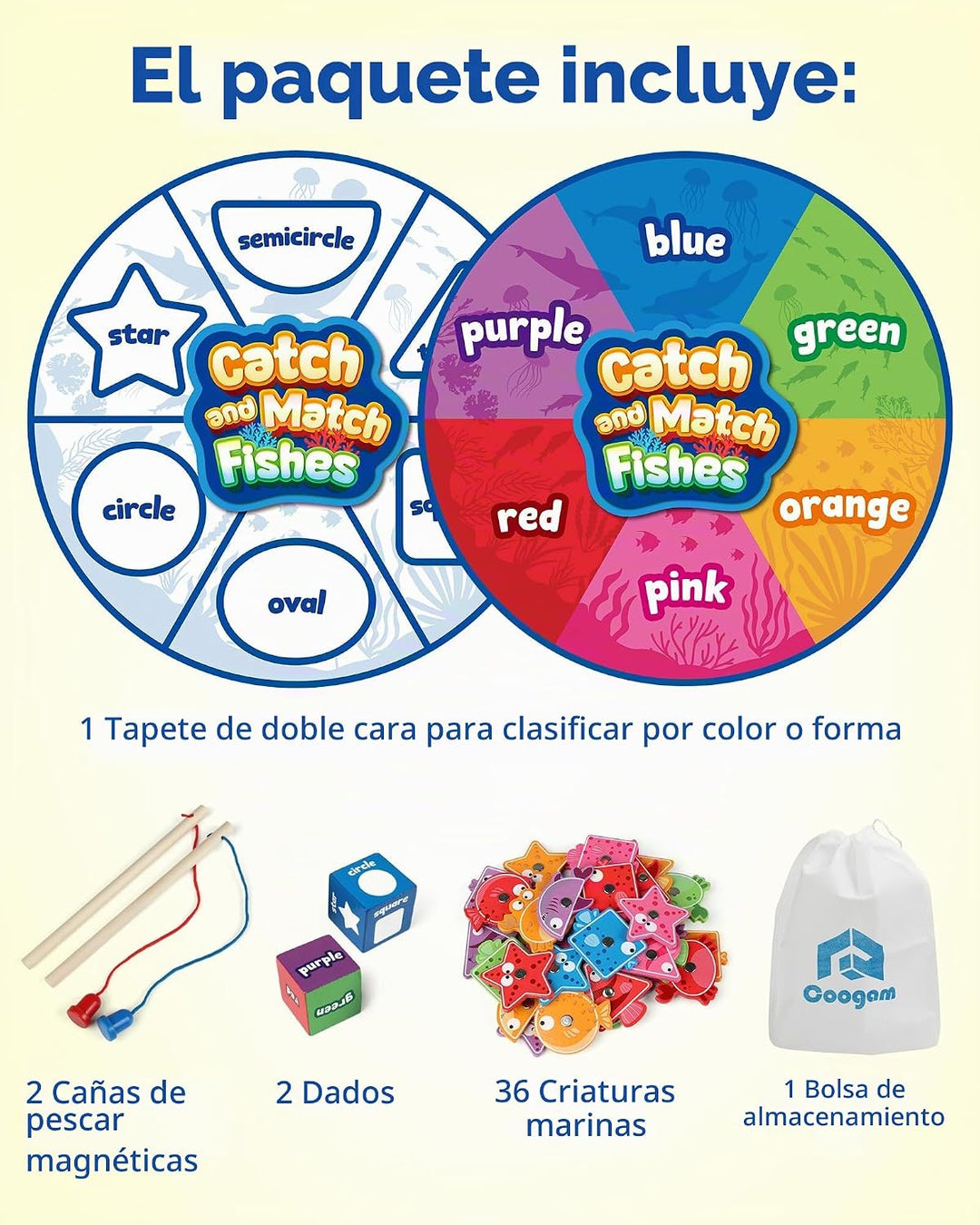 Coogam - Juguete Montessori para niños pequeños, juego de pesca mag...