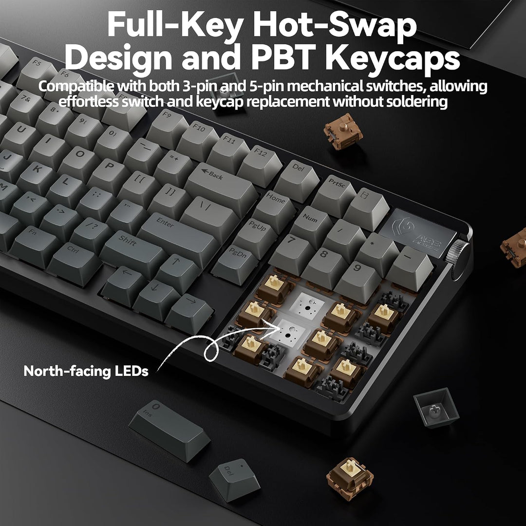 LEOBOG Teclado mecánico inalámbrico A98, Tri-Mode BT5.0\/2.4GHz\/US...