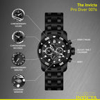Invicta Pro Diver - Reloj cronógrafo de cuarzo con correa de acero inoxidable, color plateado, modelo 26 0073
