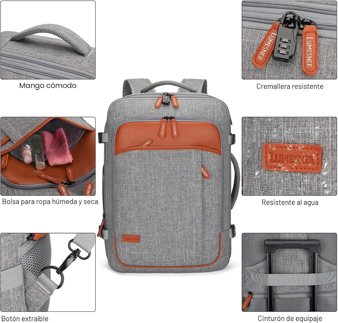 Lumesner Mochilas de viaje de mano, extra grandes de 40 litros apro...