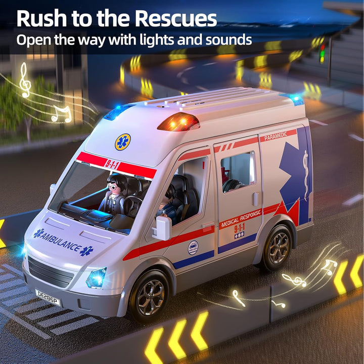 MSKOLER - Juego de ambulancia de juguete para niños de 3 a