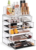Sorbus Organizador de maquillaje, juego de 2 piezas acrílicas de 7 cajones