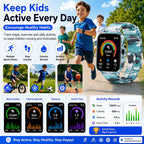 Reloj inteligente para niños de 5 a 12 años, juegos de funciones Ai con pantalla táctil HD, con cámara de video, reproductor de música, podómetro, ritmo cardíaco, rastreador de sueño, regalos de Navidad y cumpleaños para niños (camuflaje, 1.85 pulgadas)