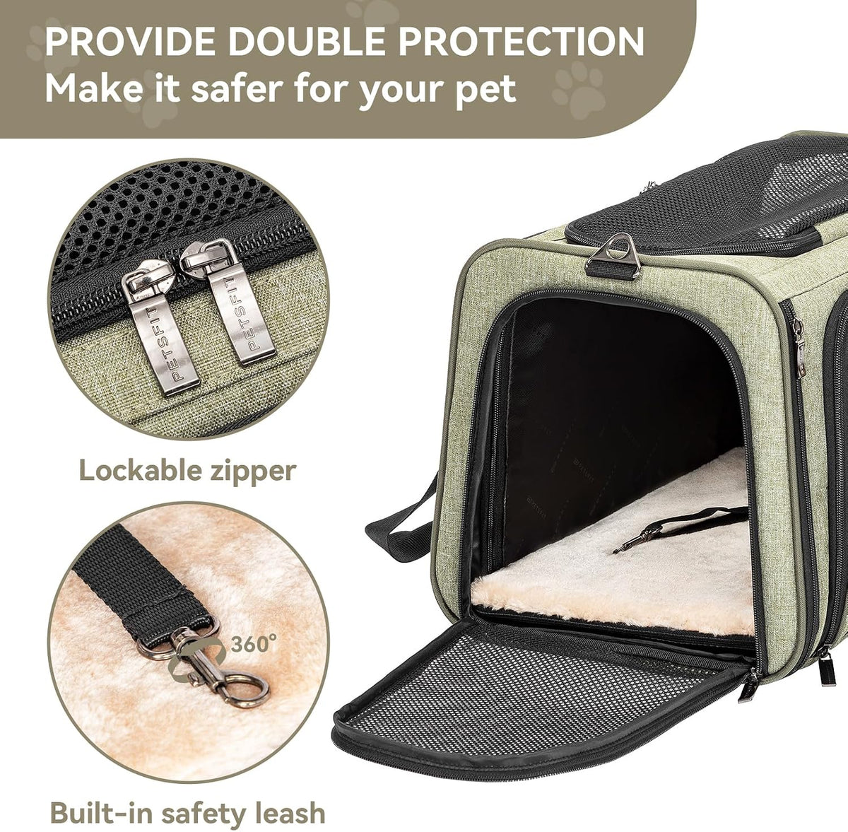 Petsfit Transportador de gatos mediano doble expandible para gatos y perros pequeños