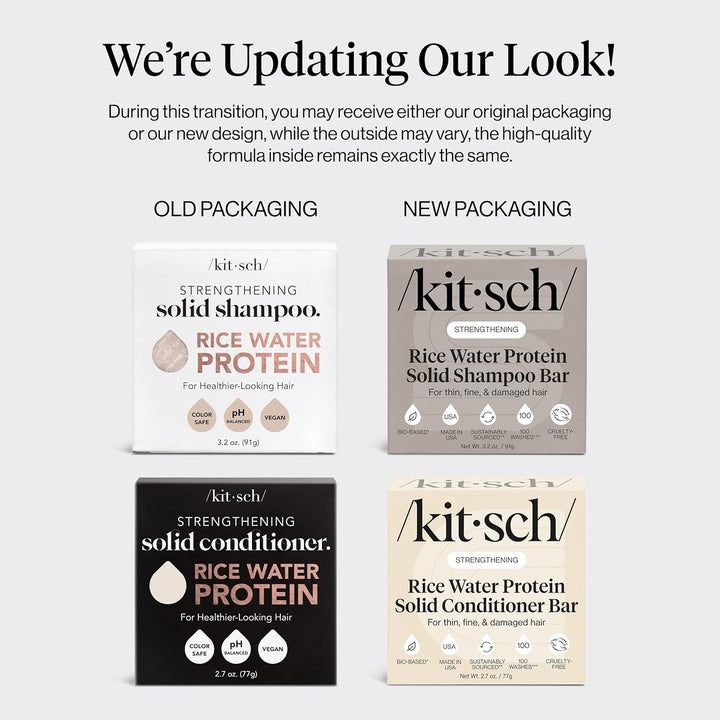Kitsch Champú y acondicionador sólido de proteína de agua de arroz...