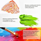 Caliart Juego de pintura acrílica de 52 colores con pinceles de pintura
