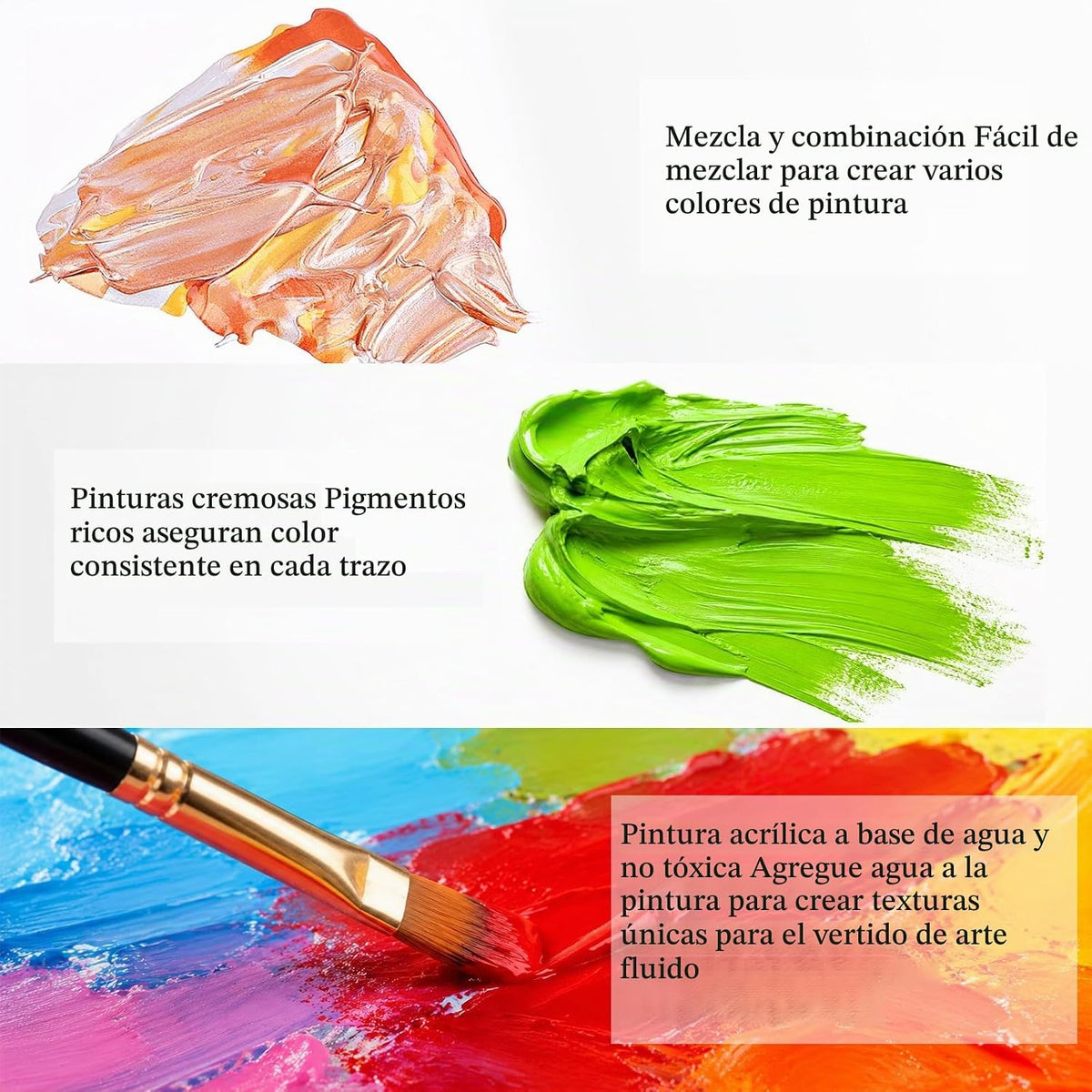 Caliart Juego de pintura acrílica de 52 colores con pinceles de pintura