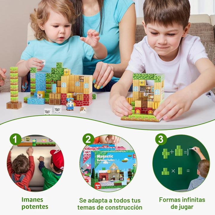 Fitrobust Juego de 200 bloques de construcción magnéticos, azulejos...