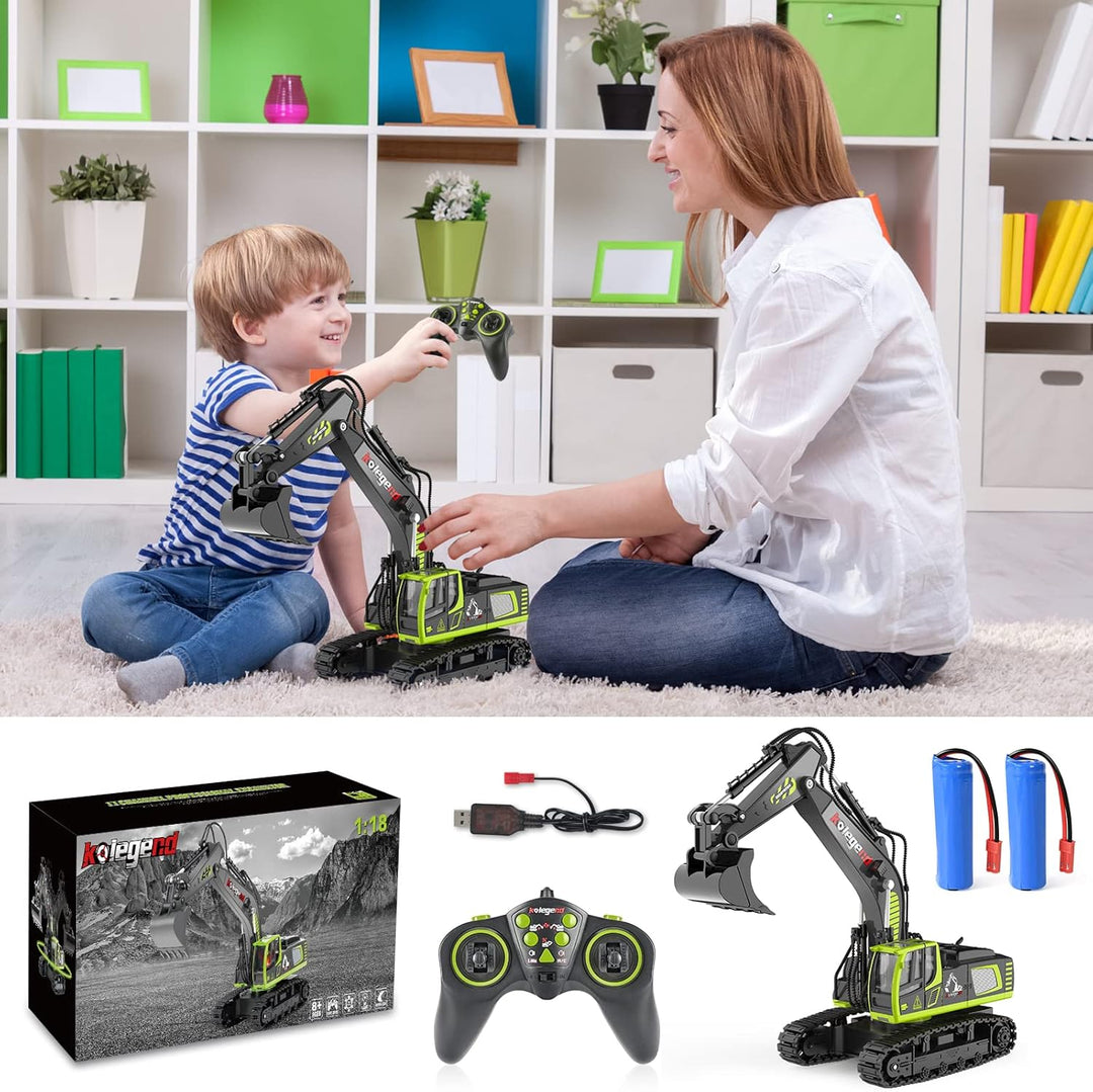 kolegend Excavadora de juguete a control remoto de 16 pulgadas, 11...