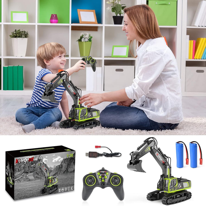 kolegend Excavadora de juguete a control remoto de 16 pulgadas, 11...