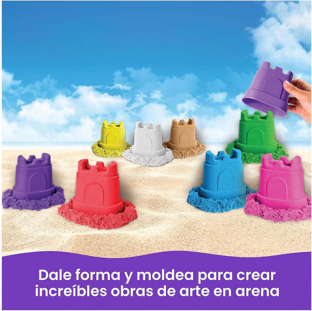 Kinetic Sand Castle Containers 10-Pack Moldable Sensory Toys, Ages 3+