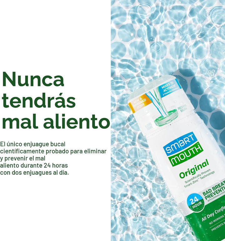 SmartMouth Enjuague bucal activado original para mal aliento, dura...