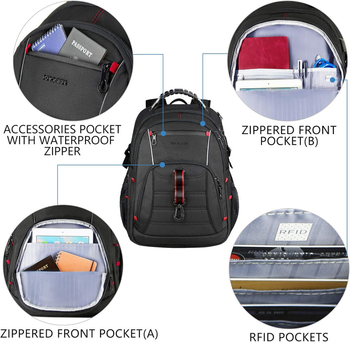 KROSER Mochila de Viaje para Laptop de 17.3-18.4 Pulgadas Mochila p...