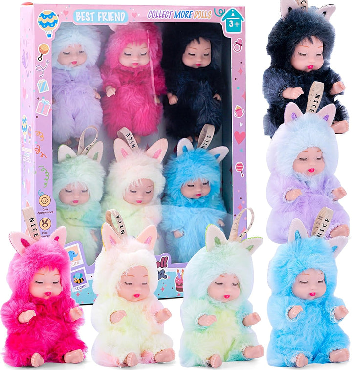 dollbie Adorable juego de 6 muñecas de peluche con cuerda para colg...