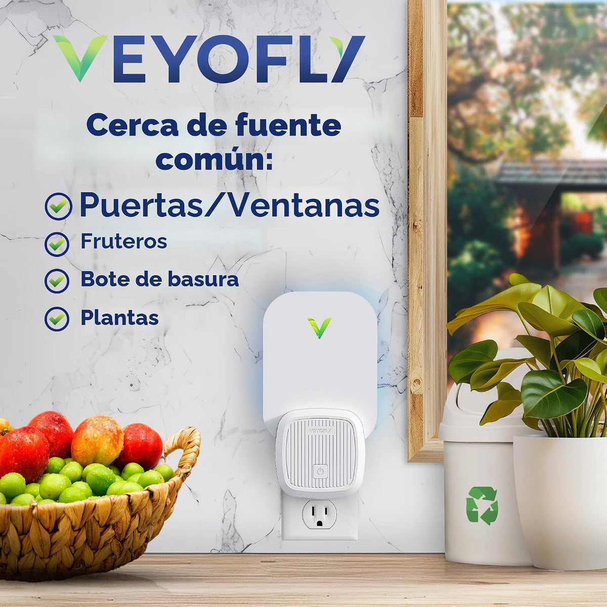 VEYOFLY Trampas para Moscas de la Fruta de Interior Enchufables con UV, Trampa para Mosquitos de Fruta, 2 Dispositivos + 4 Recargas