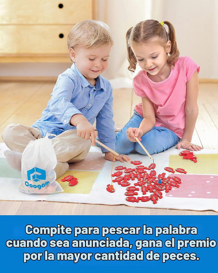 Coogam Juego de Pesca Magnética de Madera de Palabras de Vista Apre...
