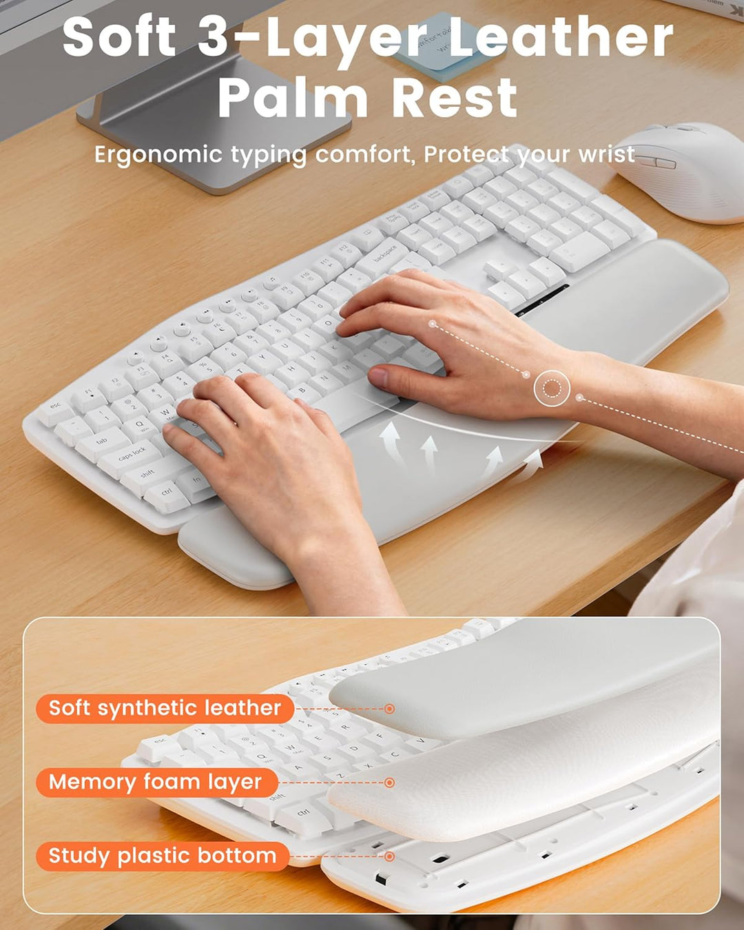 Combo de teclado y mouse inalámbricos blancos para MacBook y Window...