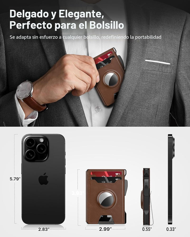 typecase Cartera para Hombre: con bloqueo RFID y clip para dinero,...