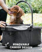 Cochecito para mascotas para perros y gatos pequeños, cochecito plegable con un solo clic con transportador desmontable y 3 correas de seguridad, soporta hasta 33 libras, cesta de