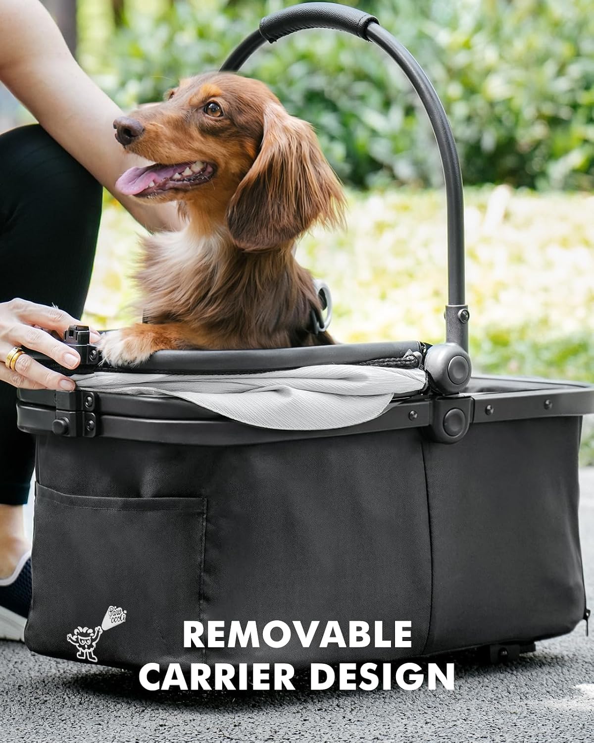 Cochecito para mascotas para perros y gatos pequeños, cochecito plegable con un solo clic con transportador desmontable y 3 correas de seguridad, soporta hasta 33 libras, cesta de