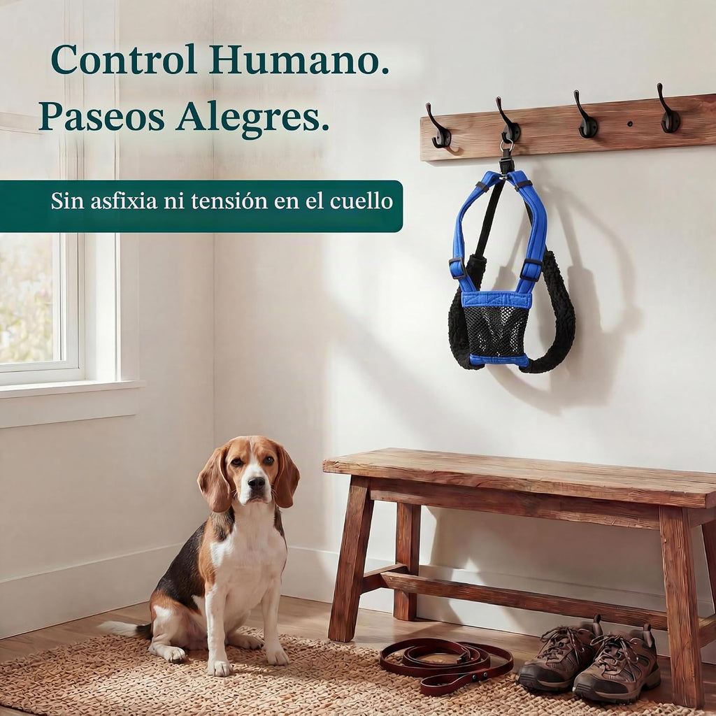 Sporn Arnés sin tirones para perro, arnés de malla de nailon duradero para perros medianos, diseño sin estrangulamiento, mangas de sujeción acolchadas, ajuste ajustable, fácil de poner y quitar, ideal para razas medianas, azul