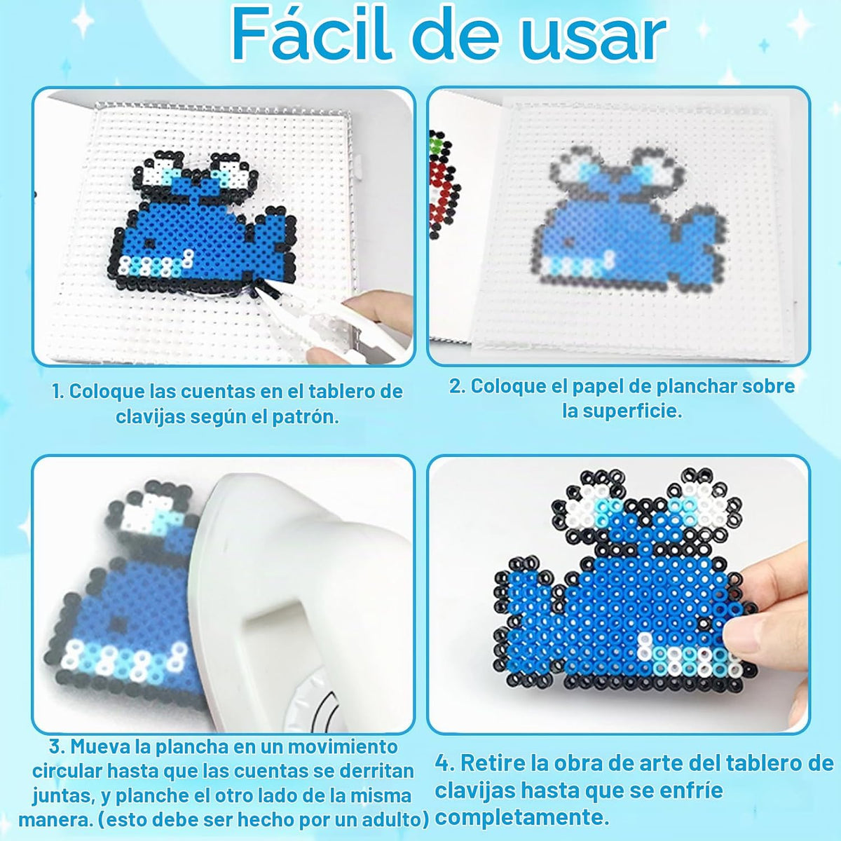 Kit de 11000 cuentas de planchar para niños - Juego de cuentas de 5 mm con 20 colores, juego de manualidades con caja de almacenamiento, tablero de clavijas, papel de planchado y accesorios, juegos de