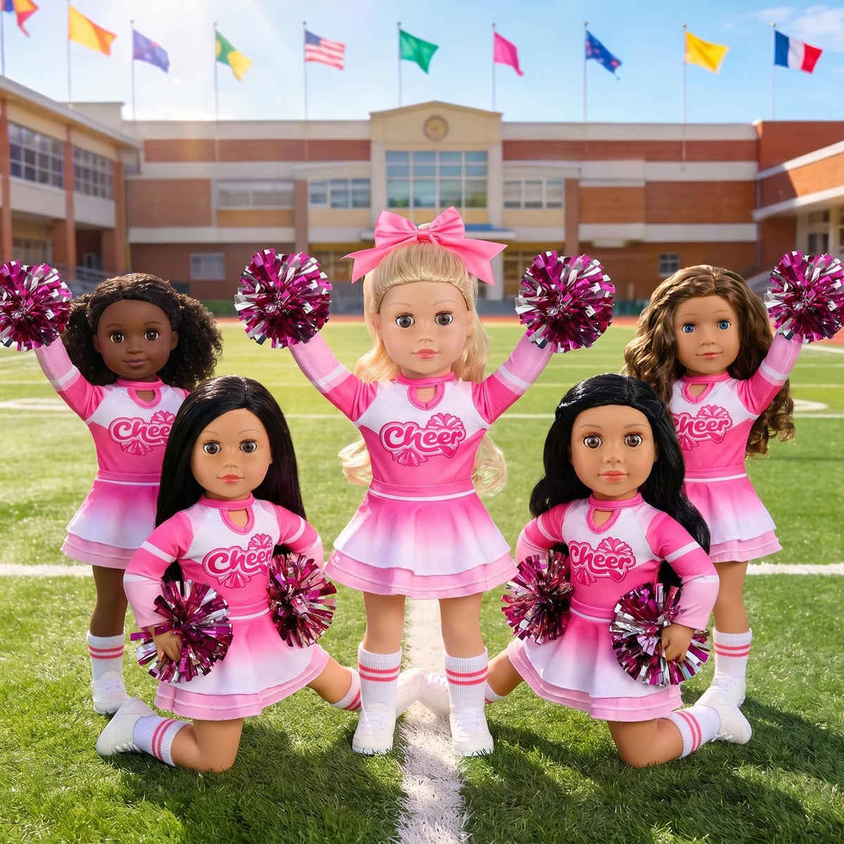 ZITA ELEMENT Ropa y Accesorios de Porrista Rosa para Muñeca de 18 pulgadas