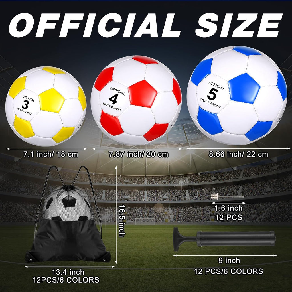 Foilswirl Juego de 12 pelotas de fútbol cristianas con bombas y bolsas con cordón, pelota de entrenamiento de fútbol al aire libre para niños, jóvenes y adultos, operación Navidad