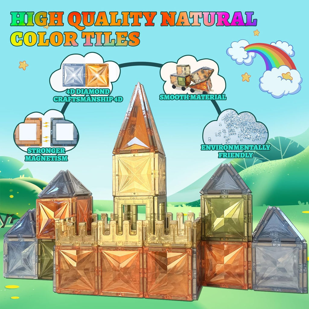 100 piezas de azulejos magnéticos, juguetes Montessori, bloques magnéticos para niños, juegos STEM, educativos para el aula, de aprendizaje, sensoriales, imanes naturales, juguete para niños