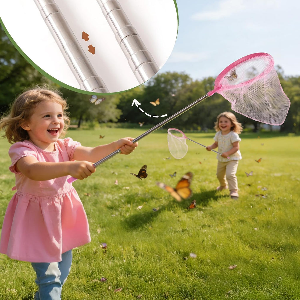 ROBOTIME Kit de atrapador de insectos para 2 personas para niños, juego completo de explorador rosa para exteriores con herramientas dobles para hermanos y amigos (mayores de 3 años)