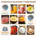 KOIOS - Batidora de inmersión de 1000W, 3 en 1, batidora de mano antiarañazos, batidora de palo de acero inoxidable mejorada de 12 velocidades con modo turbo, batidora y espumador de leche, sin BPA