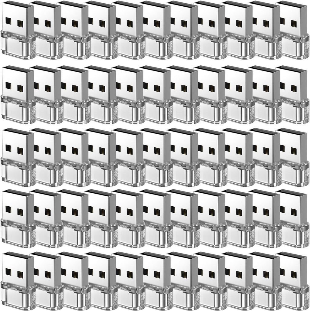 50 paquetes de adaptador USB A a USB transparente, convertidor de cargador USB C hembra a A macho compatible con Apple Watch Ultra iWatch 8 7, iPhone 16 15 14 13 Pro Max Plus, iPad 9 10 Air 5 Mini 6