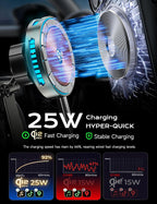 Qi2.2 Cargador MagSafe de montaje para automóvil de 25 W, ventilador