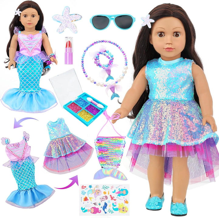 Ropa y accesorios de maquillaje para muñecas de 18 pulgadas america...