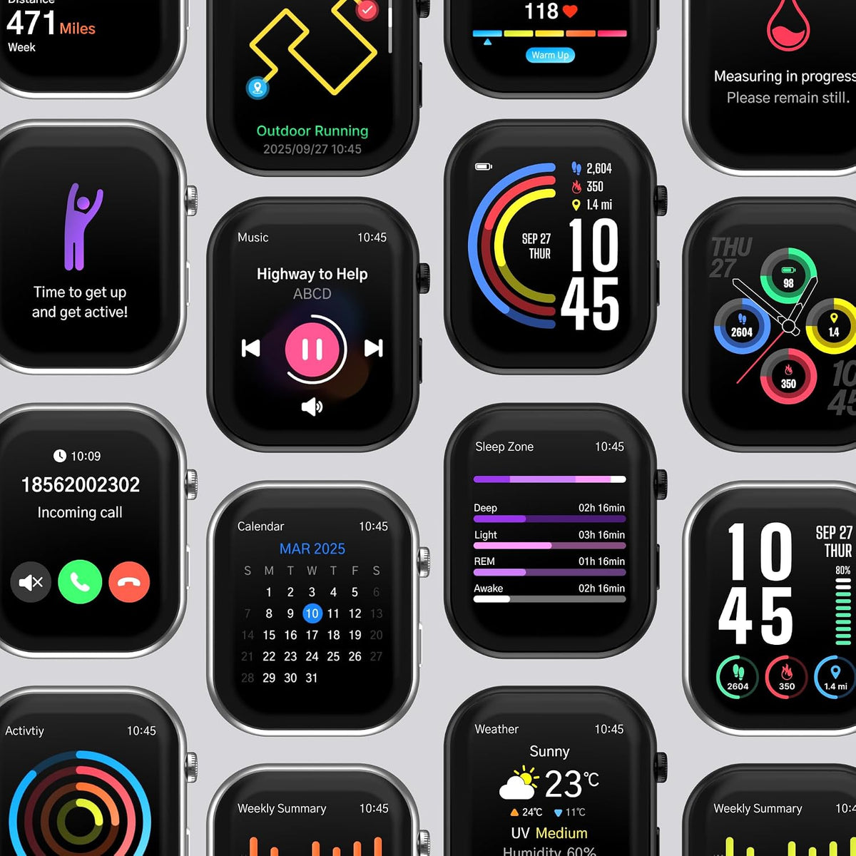 iTouch AIR 5 PRO - Reloj inteligente con GPS, AMOLED de 1.96 pulgadas, llamadas Bluetooth, más de 100 modos deportivos, frecuencia cardíaca, SpO2, seguimiento del sueño y el estrés, resistente al agua 3ATM, duración de la batería de 10 días, para iPhone y