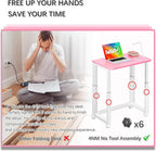 Escritorio pequeño sin herramientas de 23.6 pulgadas, escritorio portátil plegable con ruedas, altura ajustable, escritorios plegables para computadora en casa, mesa de escritura plegable para