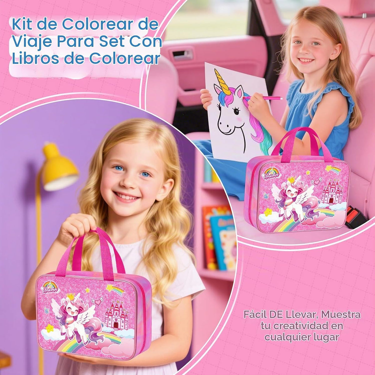 DreamyCandy - Kit de dibujo de unicornio de 73 piezas para niños de 4 a 8