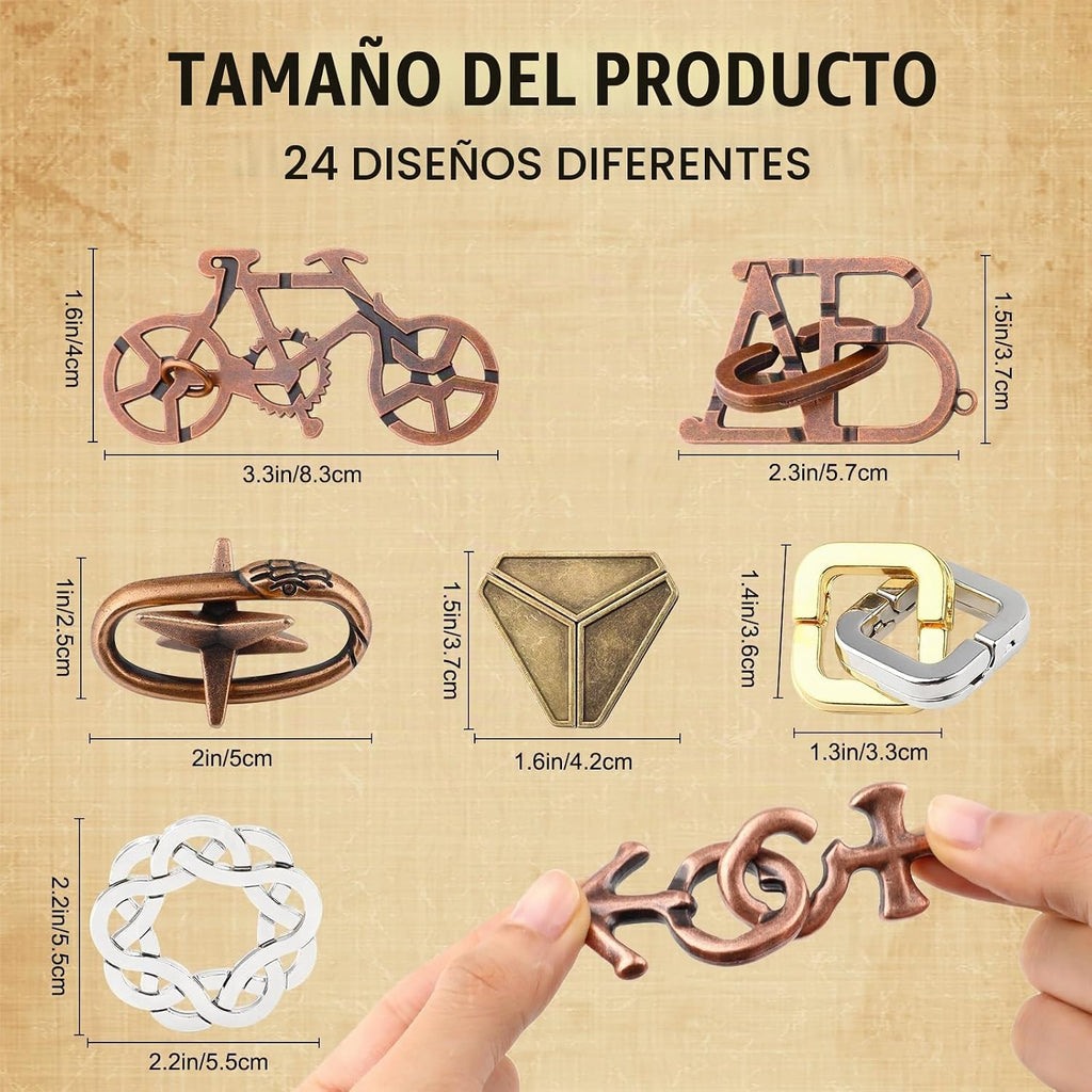 Juego de 36 rompecabezas de metal para el cerebro, rompecabezas de metal 3D para adultos, juego de desenredo de prueba de lógica de inteligencia, juegos entrelazados para desafío mental (estilo clásico)