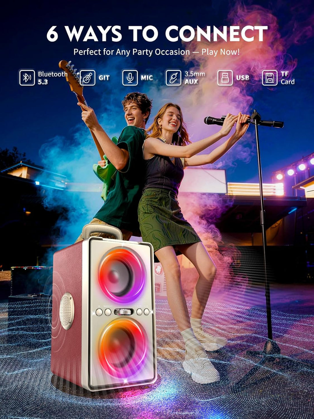 YIER Altavoz Bluetooth, altavoz de fiesta de pico de 240 W con grav...