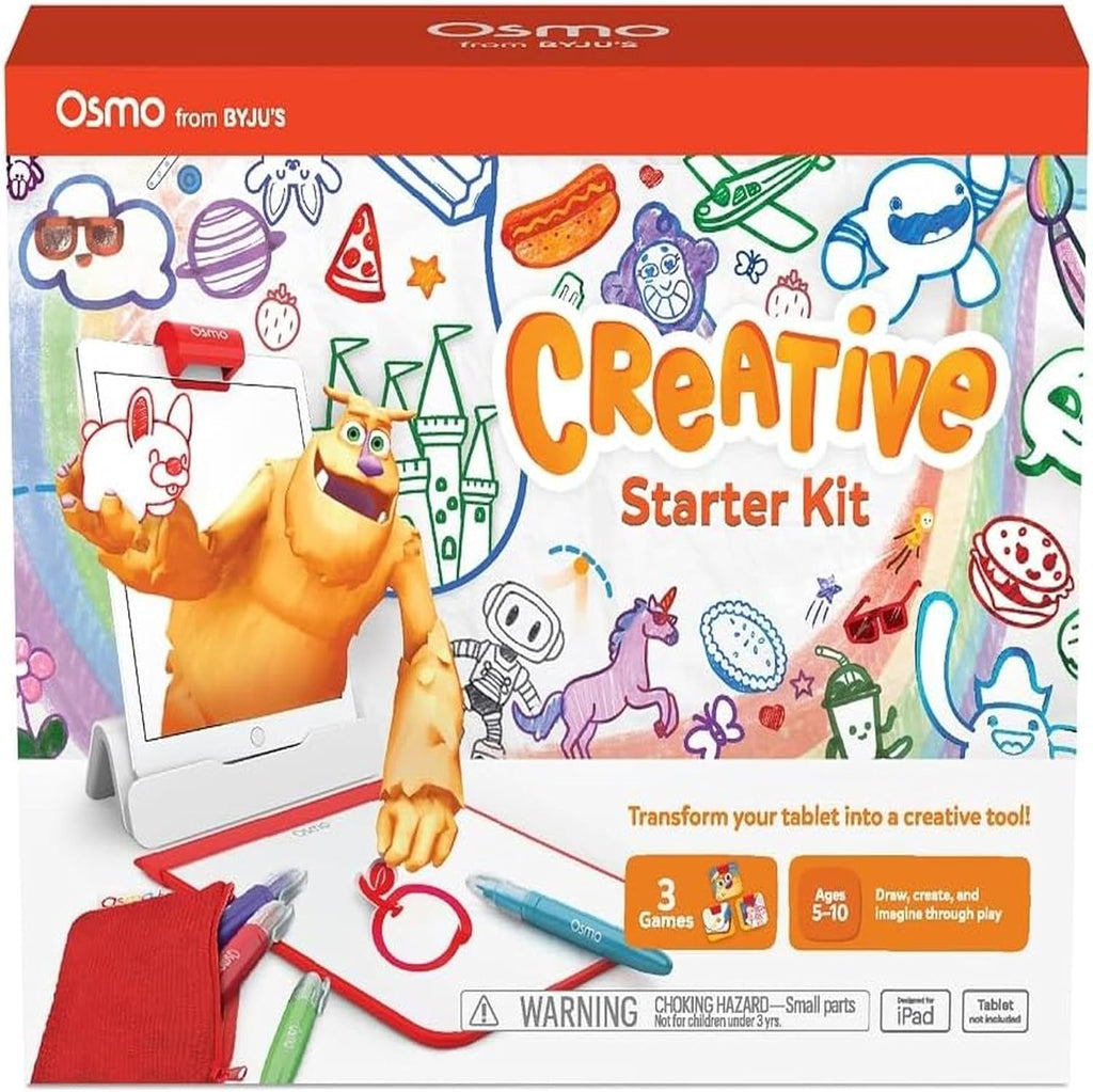 Osmo - Kit de inicio creativo para iPad - 3 juegos educativos de aprendizaje - Dibujo creativo y resolución de problemas/física temprana - Regalos de juguete STEM para niños, niños y niñas - Edades 5-10 (base Osmo incluida)