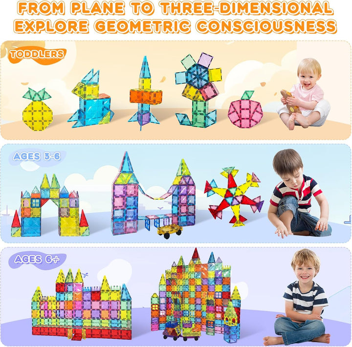 Paaxido Azulejos Magnéticos, Juego de 130 Piezas de Bloques Magnéti...