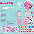 Hello Kitty Lápices de colores, suministros de arte, kit de dibujo para niños, suministros escolares, kit de pintura, lápices de dibujo para niñas, kit de arte, estuche de viaje con crayones para