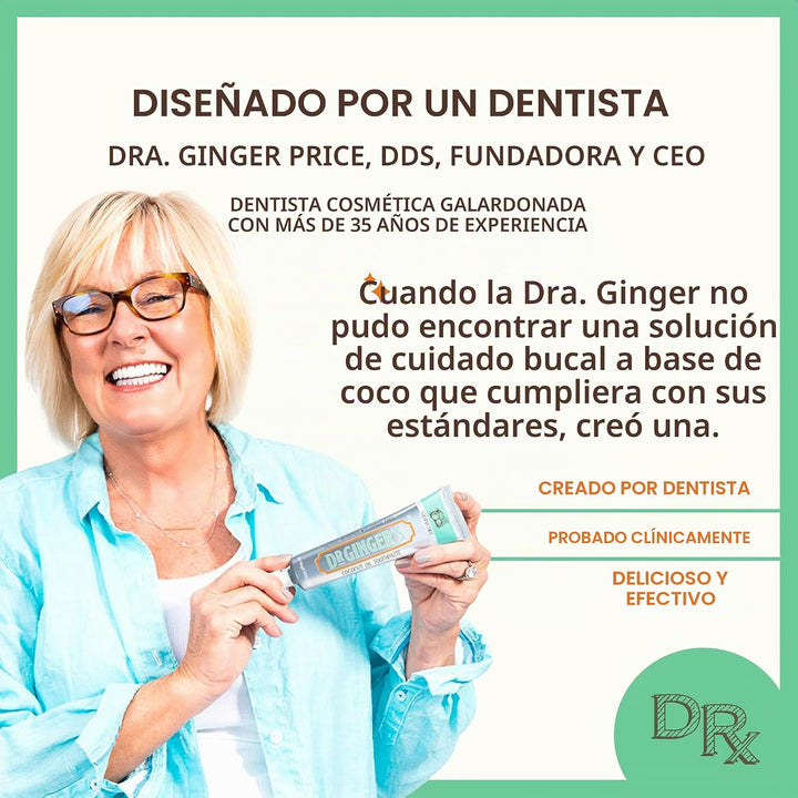Enjuague bucal con aceite de coco Dr. Ginger, sin alcohol, menta de...