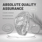 Reloj de Lujo con Diamantes para Niños y Adolescentes - Bling con Hielo 18K Chapado en Oro Real/Platino - Esfera Redonda de 43mm, Correa de 20.3 cm - Herramienta de Ajuste Incluida - Opcional