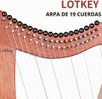 LOTKEY Arpa de 19 cuerdas, arpas de caoba maciza de 29 pulgadas con bolsa de concierto, llave de afinación, correas, instrucciones para jugador profesional de arpa de lira, principiantes, adultos F3 G3 A3 B3 C4 D4 E4 F4 G4 A4 B4 C5 D5 E5 F5 G5 A5 G5 A4 37