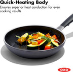 OXO Sartén antiadherente de 8 pulgadas, mango de silicona sin BPA, apto para lavavajillas y horno, sartén de cerámica sin PFAS, color negro