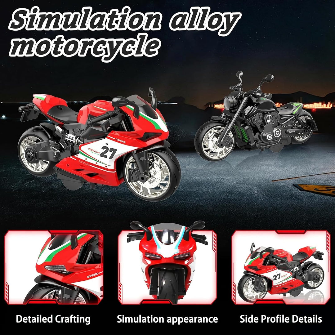 MQDMINI - Paquete de 4 juguetes de motocicleta con tracción trasera...