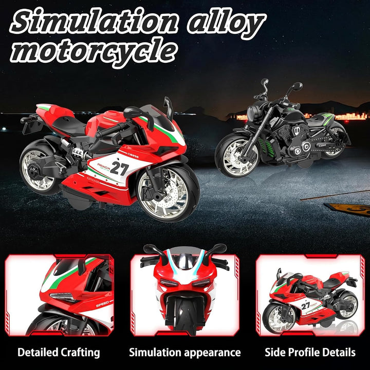 MQDMINI - Paquete de 4 juguetes de motocicleta con tracción trasera...