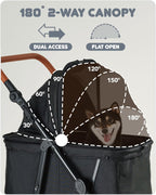 Zoosky Cochecito mediano para perros grandes, cochecito para mascotas para perros medianos de hasta 66 libras, todo terreno con asa y toldo ajustables, sombrillas, organizador de almacenamiento, fibra