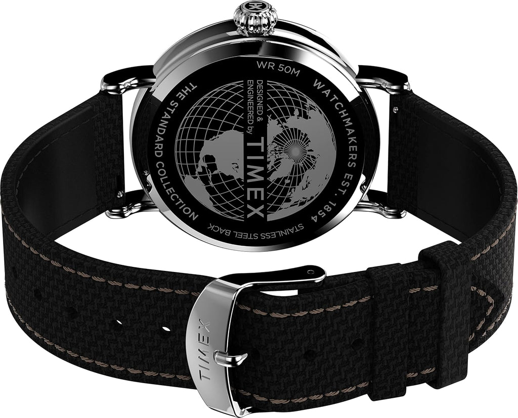 Reloj analógico para hombre Timex Standard de 3 agujas 40 mm | Luz INDIGLO y agujas luminiscentes | Correa ajustable y resistente | Resistencia al agua 50M